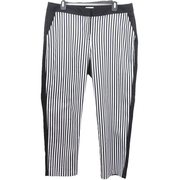 Chico's Stripe Perfect Stretch Josie Slim Ankle Pants Size 12 (Large, 2) - Picture 1 of 9